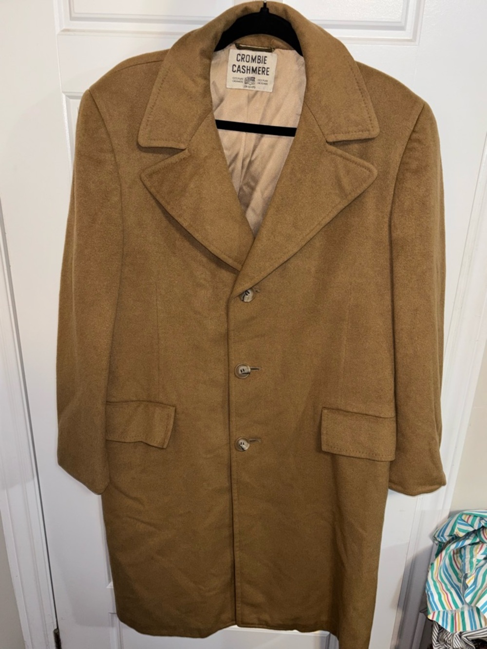 Men's Tan Overcoat 100% cashmere